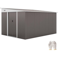 Outsunny Metal Tool Shed 19.4 m³ 280 x 345 x 201 cm Tool Shed with Pent Roof Sliding Door Weatherproof Garden Shed Outdoor Cabinet Shed for Backyard Outdoor Garden Anthracite Grey