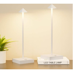 Aipsun Pack of 2 Wireless Table Lamps, Dimmable LED Battery Table Lamp Made of Aluminium, 2700 K - 6000 K, IP54 Waterproof Table Lamp for Outdoor Use for Patio/Restaurant/Dining Room/Home (White)