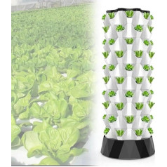 Hydroponic Garden Tower Vertical Hydroponics Indoor Growing System Hydroponic Tower Propagation System Multilayer Growth Tower for Fruits Vegetables 10 Tier