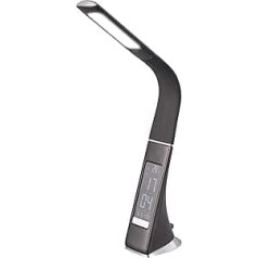 Reality Leuchten Francy R52691102 LED Desk Light Plastic Black Leather Look with 4.8 Watt LED Alarm Clock