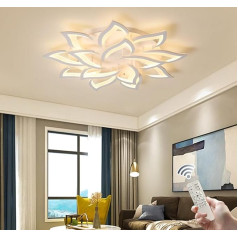 Oninio LED Ceiling Light, Flower Shape Design Ceiling Light, Modern Ceiling Light with Remote Control, White Acrylic Ceiling Light for Living Room, Bedroom, 90 W, 14 Pedals
