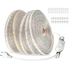 FOLGEMIR 25 m LED Strip with Switch - Warm White, 220 V 230 V Lighting, 60 LEDs/m, IP65 Waterproof Light Tube (Warm White, 25 m)