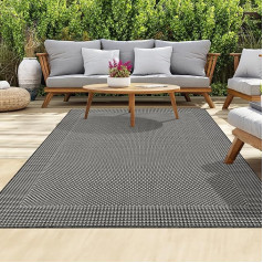 HomeArt Outdoor Rugs, Easy to Clean Indoor and Outdoor Rugs for Porch, Deck, Balcony, Garden, UV and Weather-Resistant, Large Patio Rug Mats, Anthracite Cream, 120 x 170 cm