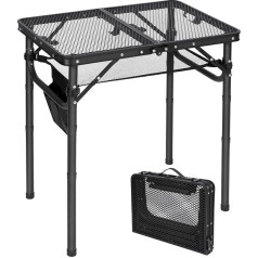 Camping Folding Table Outdoor Lightweight Aluminum Portable Cooking BBQ Metal BBQ Easy to Assemble with Adjustable Legs Black 60cm x 40cm