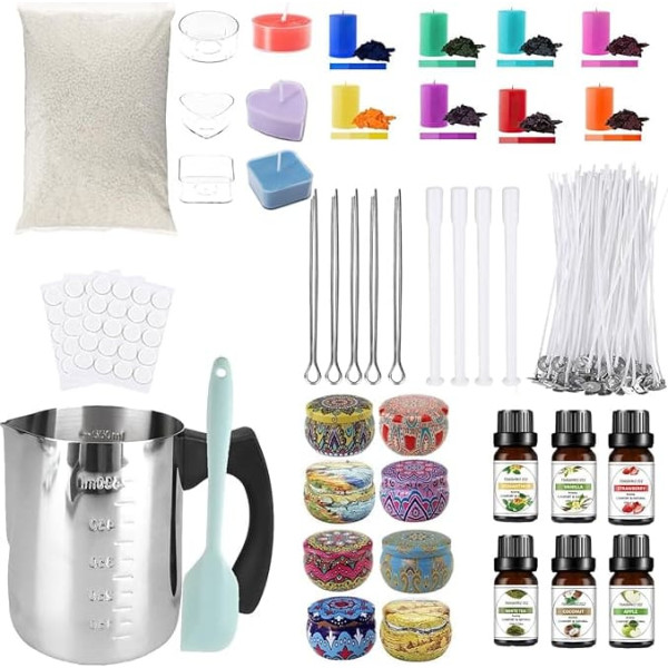 Bolosa® Candle Making Kit, Candle Making Set with 6 Fragrance Oil, Candle Wicks, 500 Wax, 8 Tins - DIY Candle Making for Adults