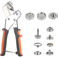 Luabue 80 Set Press Stud Set with Pliers Press Stud Pliers Set Metal Press Stud Stainless Steel 15 mm Push Button Tool for Leather Fabric Sewing Clothing Tarpaulin Canvas Crafts