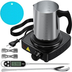 Candle Making Set with Electronic Heating Plate, Afenau 900 ml Wax Melter Electric with Thermometer, Mixing Spoon, Wick Holder, Doormat, Candle Set for DIY for Adults Gift Set