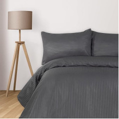 Komfortec Deluxe Bed Linen 135 x 200 cm with Pillowcases, Microfibre Bed Linen Sets with Zip, Soft and Non-Iron, Anthracite