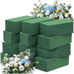 Pack of 12 Floral Foam for Flowers, 23 x 11 x 7.5 cm, Green Floral Foam, Wet Foam Set for Crafts, Celebrations, Weddings, Showroom and Garden Decorations and More