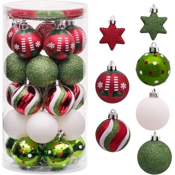Victor's Workshop Christmas Baubles 35-Piece 5 cm plastic Christmas tree baubles set.