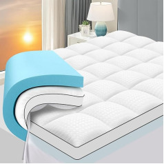 Memory Foam Mattress Topper with Fluffy Pillowcase, Double Layer Mattress Topper, Double Bed for Back Pain Relief, Ultra Soft Mattress Protector, Certified by