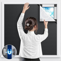Sjuznng Magnetic Blackout Blind Stick On, 191 x 148 CM Temporary Blackout Curtains for Bedroom Easy Fit Window Blinds No Drilling, Black Out Window Film for Skylight Nursery, Travel, RV - Black