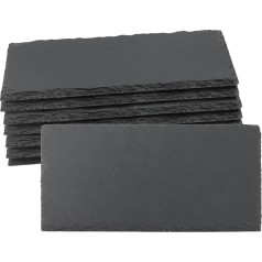 8 Pieces 25 x 12 cm Rectangular Slate Plate, Slate Serving Plate, Slate Table Coasters, Slate Plate Coasters for Buffet, Sushi, Cheese, Serving, Black
