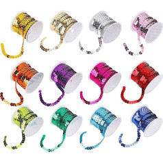 Sequin Trim 5m Sequins Ribbon Rainbow Paillette String for Arts Crafts Sewing Clothing Necklace Dress Decoration 12 Rolls