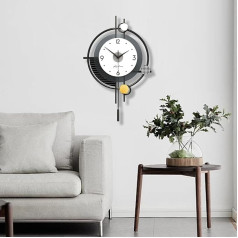Modern Minimalist Wall Clock, Silent Without Ticks, Nordic Style, Decorative Wall Clock with Pendulum, 3 Layers Dial, Creative Clock, Stylish Art Deco for Living Room, Bedroom, Office, Kitchen, 38 x