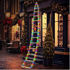 240 LED Santa Claus Ladder Fairy Lights 3M LED Christmas Fairy Lights with Memory Timer Function, 8 Modes, Christmas Decoration for Indoor and Outdoor Use, Window, Balcony, Garden (RGB)