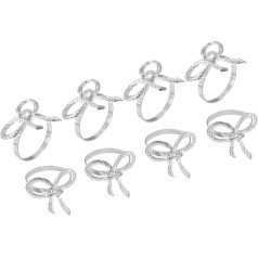 sourcing map Metall-Serviettenringe, 8 Stück Schleifenknoten, Serviettenringhalter, Schnalle für Esstisch, Dekorationen, Hochzeit, Geburtstag, Urlaub, Party, silberfarben