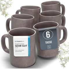 Coffee Cups Set of 6 – Premium Stoneware, for Dishwasher, Microwave – Mug Set Grey Matt – Stylish Tea and Coffee Mugs – Pure Living Crockery Matt Grey
