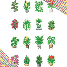 Huacan Diamond Painting 16 Pieces Embroidery Round Flowers Craft Cross Stitch for Adults Interior Decoration