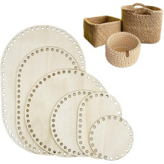 WANYI Pack of 6 Bag Base for Crocheting, Basket Base for Crocheting, Wooden Base with Holes, Round/Oval Basket Weaving Set for DIY Handbag Basket Weaving Supplies Home Decoration