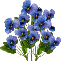 Oairse Set of 5 Artificial Pansy Flowers, Artificial Flowers, Like Real Spring, Decorative Flowers for Wedding Room, Home Decor, Living Room, Office, Hotel, Kitchen Decor, Artificial Branches, 43 cm,