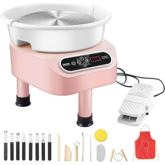 VEVOR Pottery Wheel, 25cm Pottery Molding Machine, 350W Electric Pottery Wheel with Pedal & LCD Touch Screen, Direct Drive Ceramic Disc with 3 Support Legs for DIY Crafts, Pink