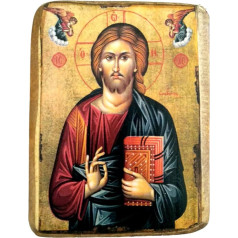 IconsGr Orthodox Icon Jesus Christ / A0 Unframed Wall Picture Living Room Greek Orthodox Wooden Icon 9 x 7 cm