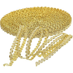 Lurrose Wide Golden Gimp Border, 10 Braided Decorative Borders for Weddings, Birthday Parties and DIY Craft Projects, Elegant Decoration for and Decoration