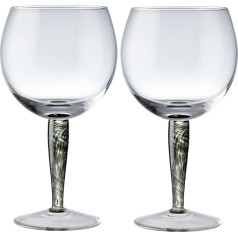 Classic Black Large Gin Glasses Clear 21oz Mouth-Blown Handmade G&T Cocktail Glass Dishwasher Safe Gift