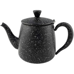 Café Olé PT-018BG Premium 18oz 0.5L Teapot Made of High-Quality Stainless Steel - Black Granite, Drip-Free Spout, Hollow Handles & Hinged Lid