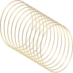 M METERXITY Pack of 12 Dream Catcher Rings, 7.5 Inch Metal Macrame Wreath Flower Round Rings Craft Hoop for DIY Wedding Wreath/Wall Decoration Crafts/Christmas Decoration [Gold]