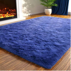 Deep-Pile Rug Living Room Super Soft Shaggy Rug Fluffy Soft Area Rug Bedroom Rugs Super Soft Fluffy Children's Mat Carpet (Blue, 120 x 160 cm)