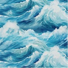 HEKO PANELS DX3024 Oxford Waterproof Fabric Sold by the Metre Canvas Fabric Polyester Sewing Fabric Decorative Fabrics Crafts Water-Repellent Opaque Waves Watercolour Watercolour 2 Metres 155 x 200 cm