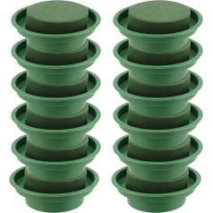 12 Pieces 4.7 Inch Foam Bowl, Round Flower Foam Block with Tray, Flower Arrangement Foam for Wedding, Florist, Floral Arrangement and Crafts