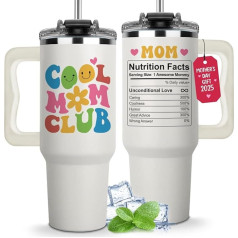 Mother's Day Gift from Daughter or Son, Cool Mom Club Tumbler with Straw and Brush, Cute Mom Mug, Gift for New Mom, Keep Drinks Cold, Reusable