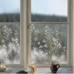 Art Etched Glass Film, Clover Wildflower Flower Window Film, Opaque, Window Film, Privacy Screen, Frosted Glass Film, Window Static Window Film, Suitable for Living Room, Bedroom, 58 x 120 cm