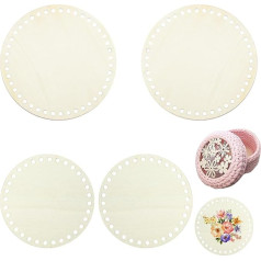 Lotbun Set of 4 Basket Base for Crocheting Diameter 20 cm / 15 cm, Wooden Base / Bag Base for Crocheting for DIY Basket Weaving - Natural Basswood Materials
