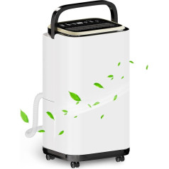 JUMMICO Electric Dehumidifier, 12 l/day Room Dehumidifier Electric with Moisture Sensor, Dehumidifier Cellar with 2.2 L Water Tank, LED Display, 1.5 m Drain Pipe, Filter for Home, Bathroom