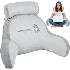 Reading Pillow for Bed, Beautiful 2 in 1 Back Support Pillow with Arms, Removable Backrest Support Pillow, Cuddle Pillow for Bed, Gaming Pillow, Reading Back Support Pillow (Ice Bean (L), Husky)