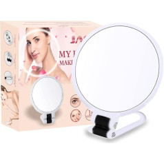 15X Magnification 2 Sided Table Mirror 360° Rotation for Fashion Travel Bathroom Mirror