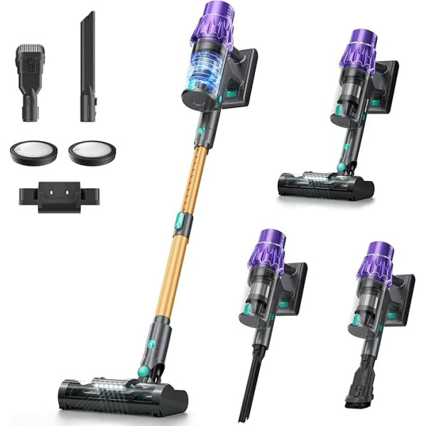 50KPA/530W/70Min Cordless Vacuum Cleaner, 1.5L Cordless Vacuum Cleaner, Super Quiet, Battery Vacuum Cleaner, Self-Charging with LED Display, Anti-Tangle Brush for Hard Floors, Carpets, Pet