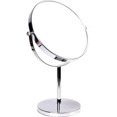 KXD3108N-5x Standing Mirror, 5x Magnification, 8 Inches, 360° Rotatable Chrome-Plated Make-Up Mirror, Shaving Mirror, Bathroom Mirror, Double-Sided: Normal + 5x Magnification, Silver, 5x