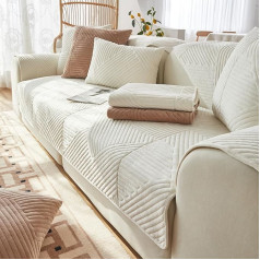 BWBIKE Sofa Slipcover Velvet Couch Cover Non-Slip Section Couch Covers for Dogs Cats Pet Furniture Protector Cover Loveseat Relaxing Chair Armrest Backrest Cover Beige 70 x 150 cm