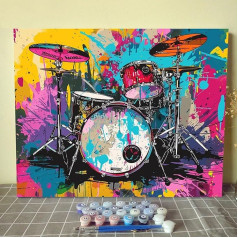 Modern Mike Paint by Numbers for Adults and Kids, Sound Transmission, Digital Oil Painting Kit, Canvas with Brushes, Acrylic Pigment, Colorful Style, Artwork for Home Decoration, Gifts,