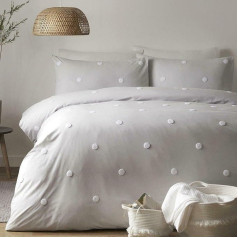 Appletree Dot Garden 100% Cotton Duvet Cover Set, Silver with White Polka Dots, Single