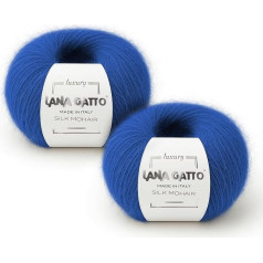 Mohair Silk Knitting Yarn Lana Gatto Luxury Silk Mohair Line 50 g 424 mt (Blue - 30146, 2)