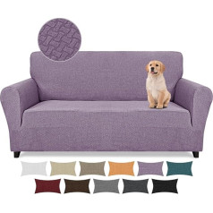 Lydevo Stretch Sofa Cover 4-Seater Sofa Cover Jacquard Tactile Upgrade Sofa Cover Elastic Washable Sofa Cover with Armrests with 2 Pieces Cushion Cover, Tactile Jacquard #Purple