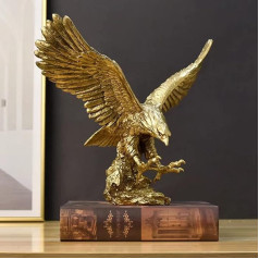 DESHINTKE Golden Eagle Resin Ornaments Statue, Golden Eagle Sculpture Modern Home Office Figure Decor Desktop Decoration (Golden 1)