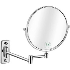 GothicBride Cosmetic Mirror with 1x/7x Magnification Wall Mounted Double-Sided Makeup Mirror Shaving Mirror 360° Rotatable for Bathroom Spa and Hotel Diameter 20 cm