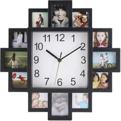 Wall Clock with Picture Frame Square Wall Clock with 12 Picture Frames Photo Frame Clock Photo Clock Photo Clock for Own Pictures